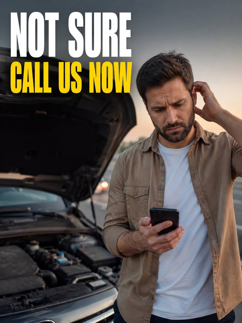 Driver unsure about a breakdown, calling for help